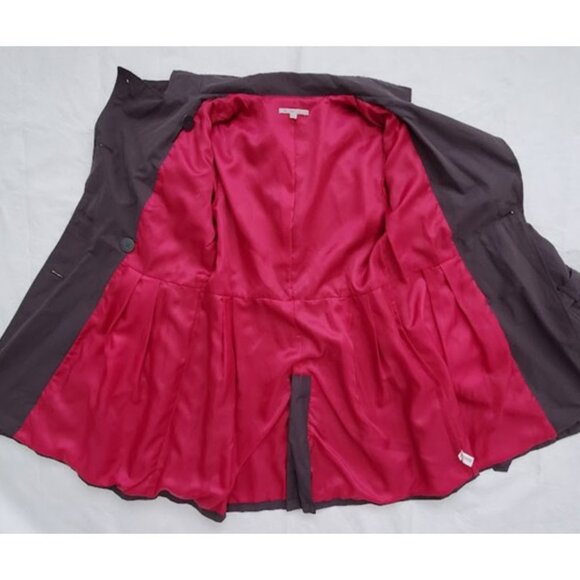 Gap Dark Gray Womens Double-Breasted Trench Coat Belt Waist & Pockets Size M - Picture 4 of 9